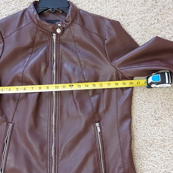 a.n.a Women's faux Leather Jacket In Brown SZ L - Picture 3 of 7